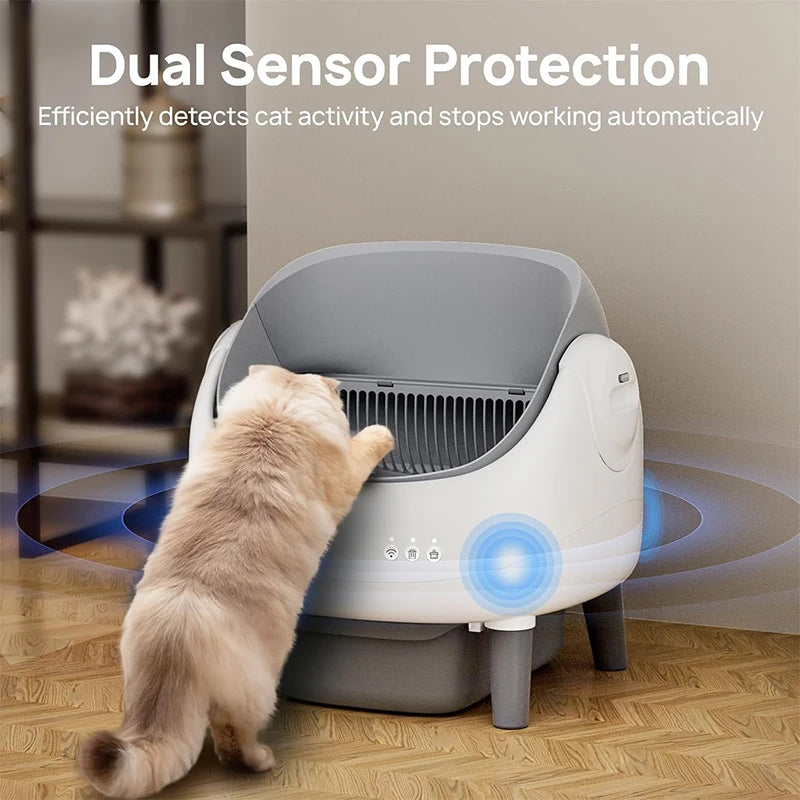 Self-Cleaning Semi-Open Smart Litter Box for Cats with Odor Control & APP Monitoring