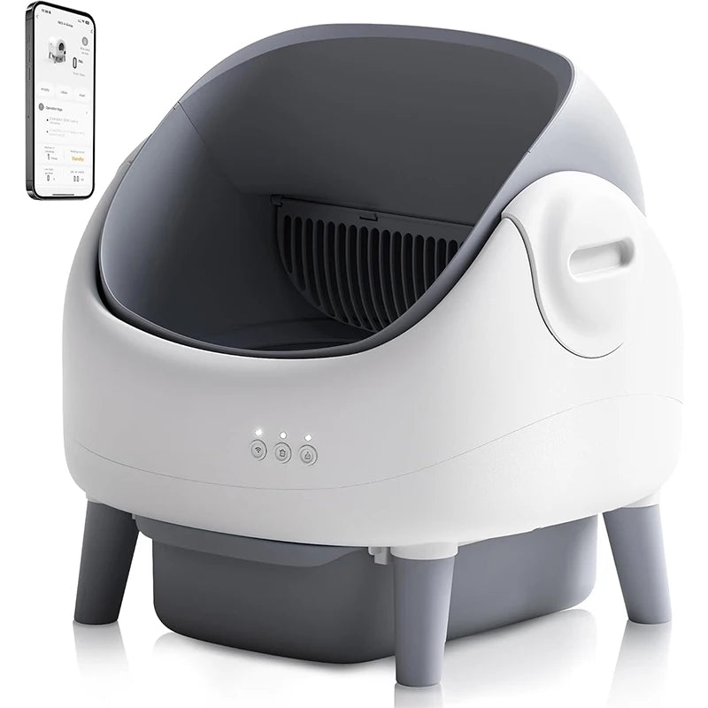 Self-Cleaning Semi-Open Smart Litter Box for Cats with Odor Control & APP Monitoring