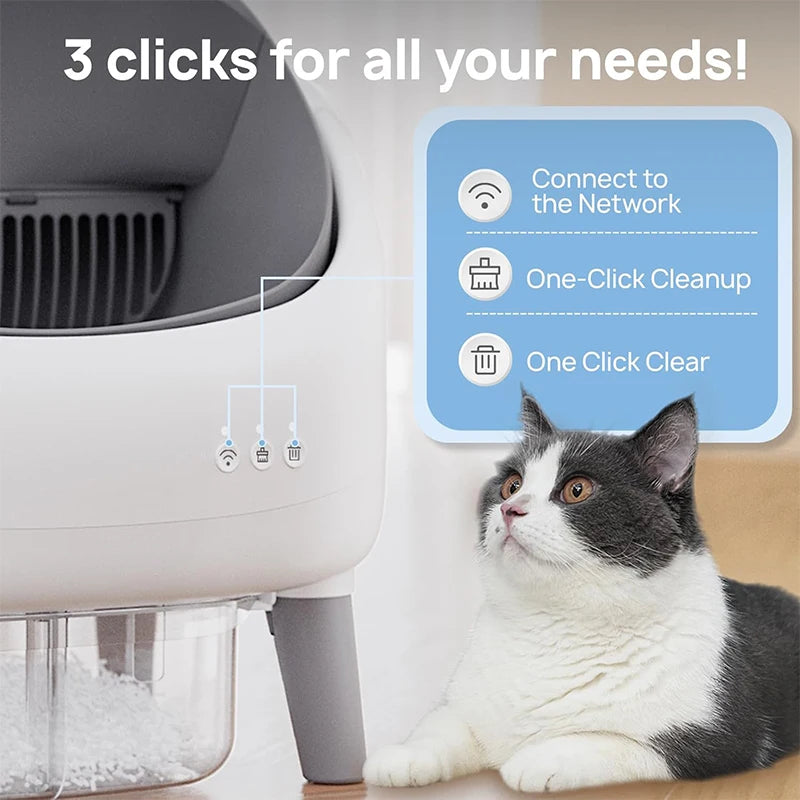 Self-Cleaning Semi-Open Smart Litter Box for Cats with Odor Control & APP Monitoring