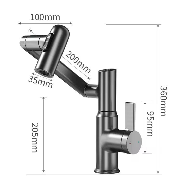 Digital Display LED Basin Faucet with 360-Degree Rotation, Multi-Function Stream Sprayer, Hot and Cold Water Sink Mixer for Bathroom Use